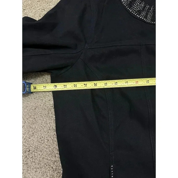 QUACKER FACTORY Black Jacket Rhinestones Button Front SZ 1X Goth Grunge Casual - Picture 8 of 9